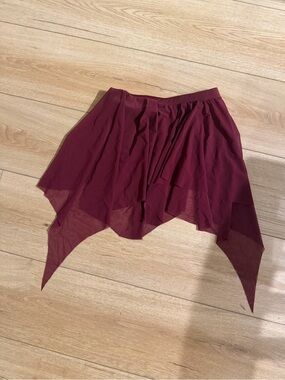 wine colored asymmetrical mesh ballet skirt